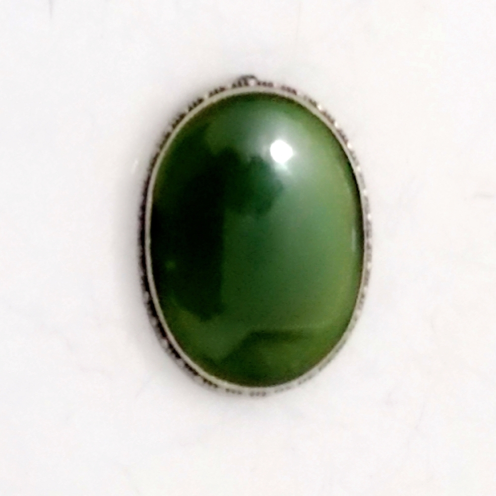 Vintage Jade Victorian Brooch set in Sterling Silver